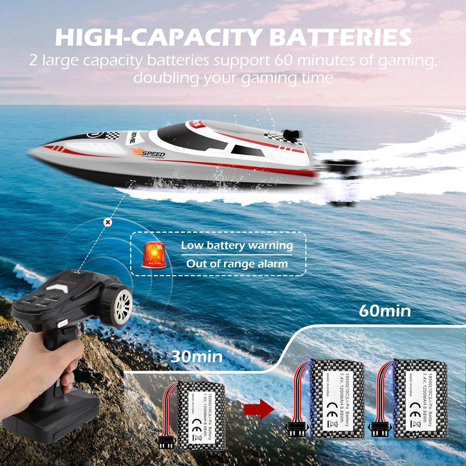 Flytec V003 High Speed RC Boat Parts Rapid Driving Water Sensor Boat Cover Waterproof Boats Luxury Yacht 30KM/H Durable Kids Toy