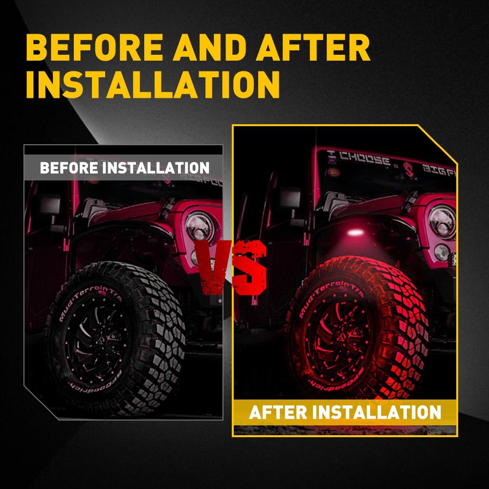 AUXITO Set of 4 Red Rock Lights High Power for Jeep Offroad Boat Truck UTV ATV Bright
