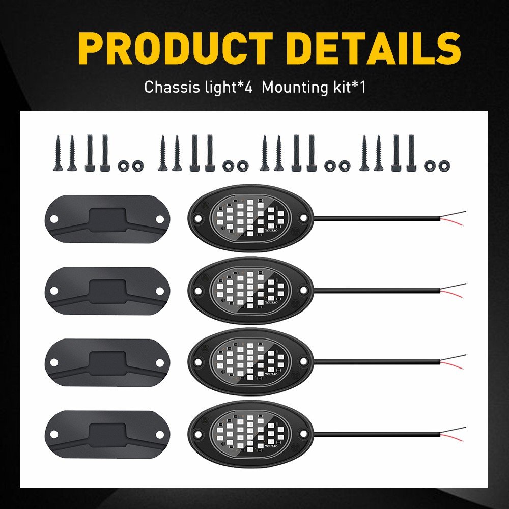 AUXITO Set of 4 Red Rock Lights High Power for Jeep Offroad Boat Truck UTV ATV Bright