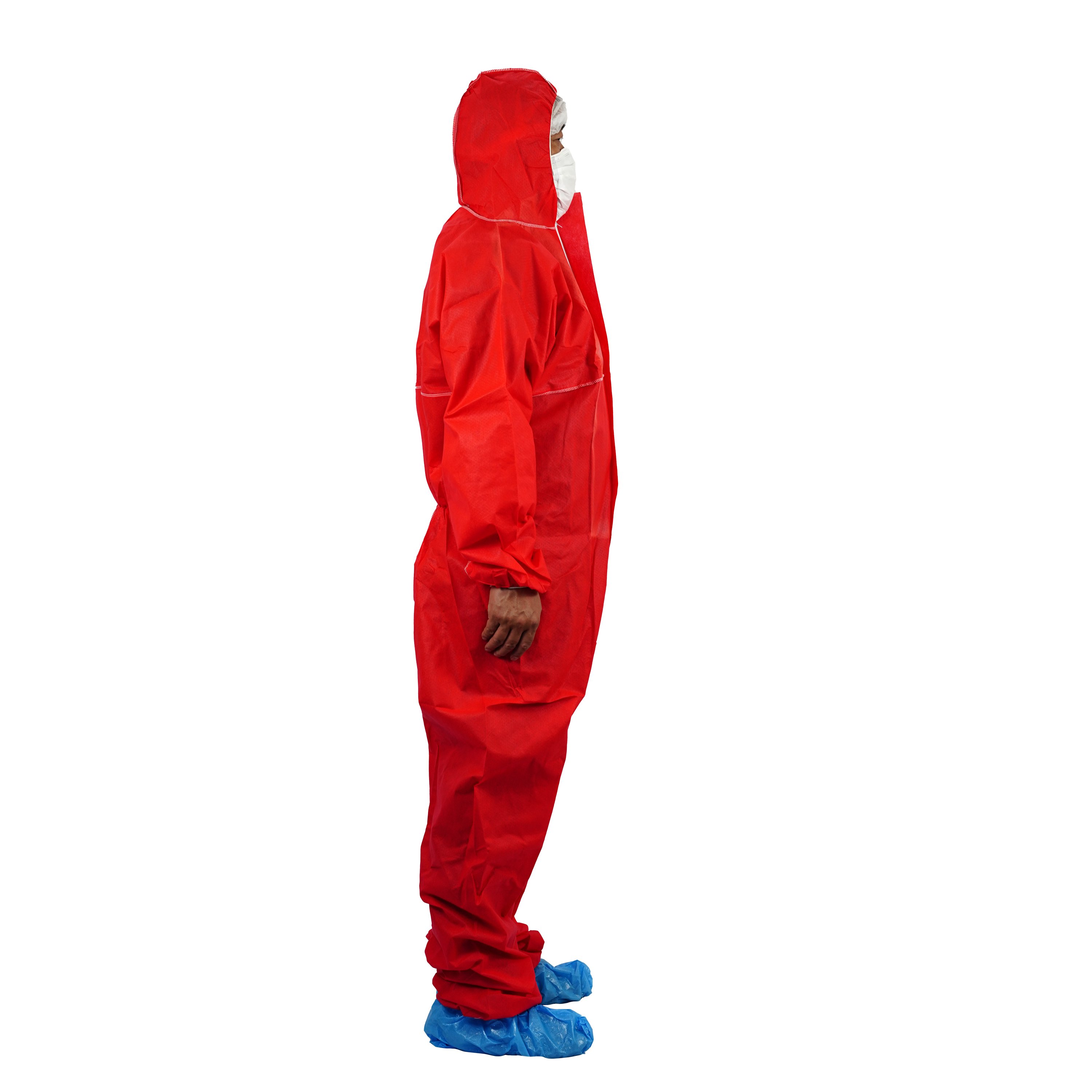 Stock Available Red Sms Back Panel Coverall Disposable Coverall Sterilized Coverall With Boat Cover