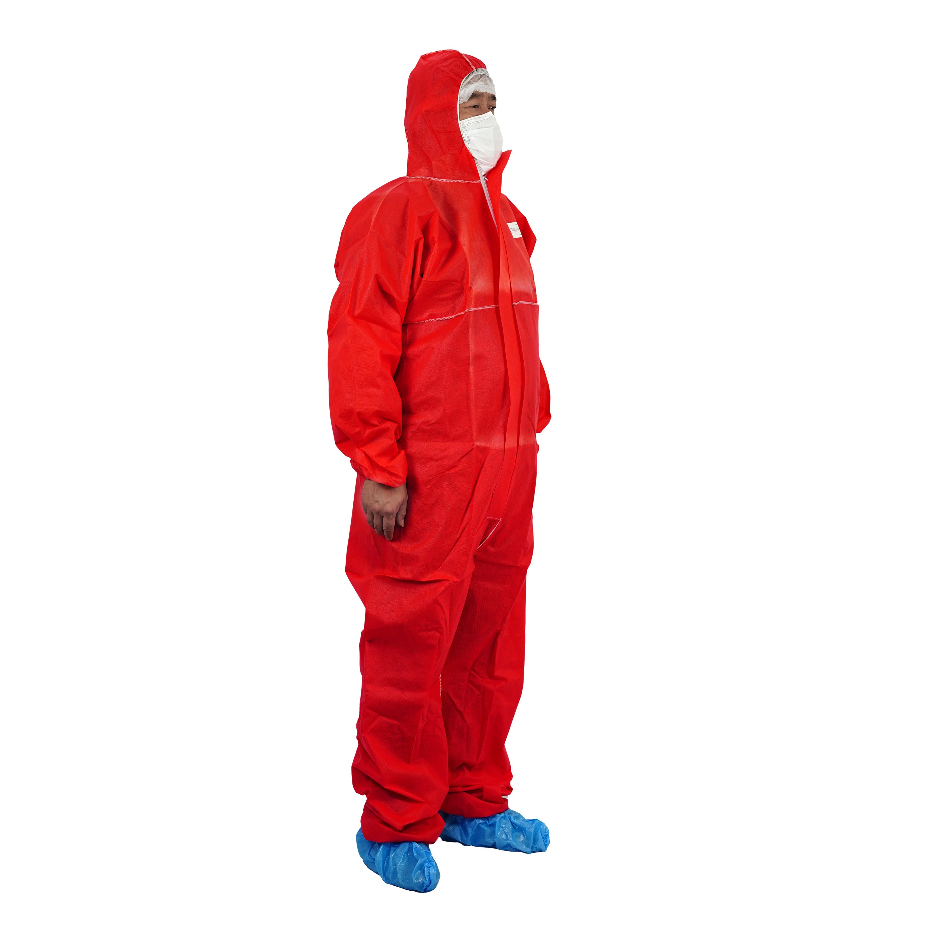 Stock Available Red Sms Back Panel Coverall Disposable Coverall Sterilized Coverall With Boat Cover