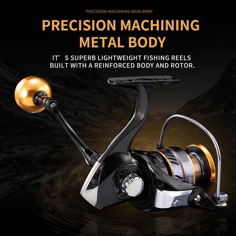 HM 5.2:1 1000 to 7000 Series Saltwater Freshwater Carp Fish Line Wheel Reel Fishing Wheel Sea Fishing Reel Spinning Fishing Reel