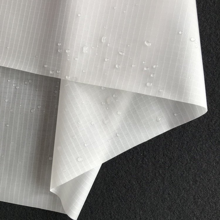 Ultra Thin Inflatable TPU Coated White 30D Nylon 66 Ripstop Fabric Airtight for Airbag