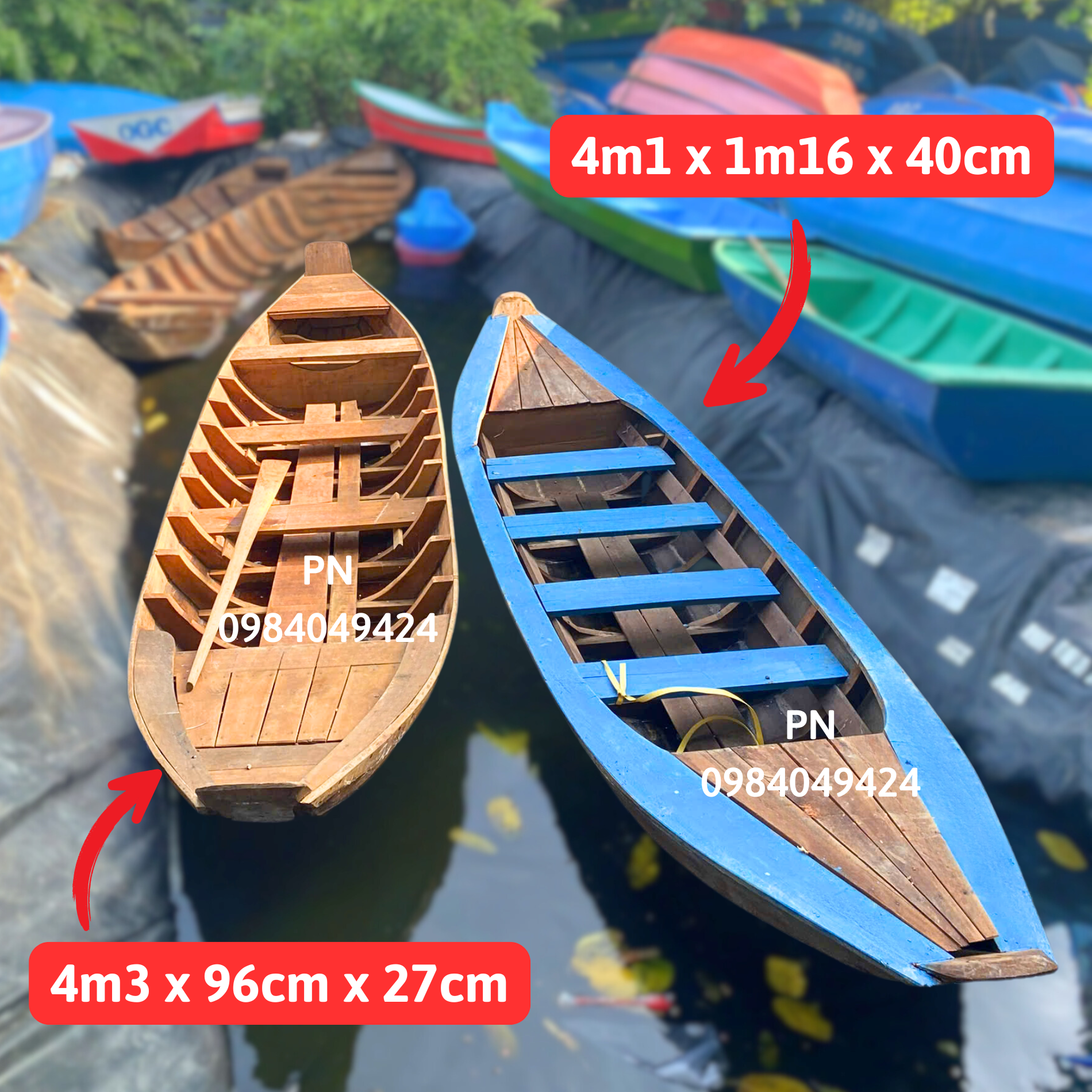 Wholesale Customizable Handmade Wooden Rowing Boats in Various Sizes for Outdoor Fishing Made in Vietnam