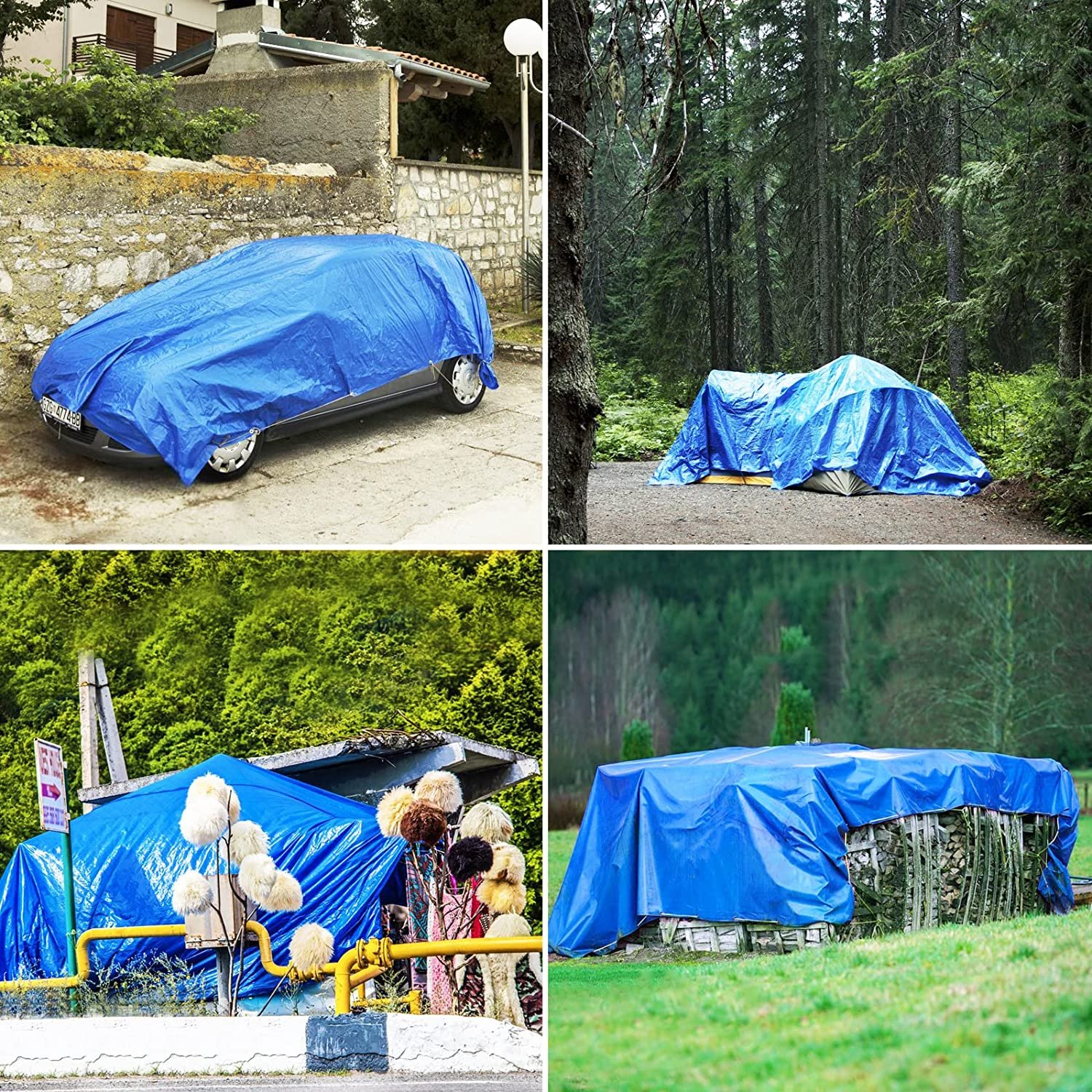 Heavy Duty 13mil 14 Mil Tarp Cover Poly Tarpaulin Stretch Tent Fabric Waterproof Customized Woven Mesh Fabric 100% Polyester FHC