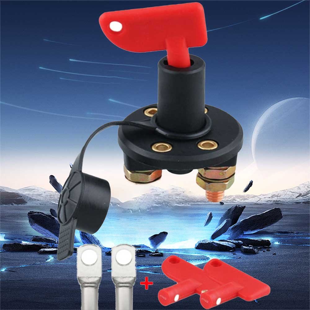 OSWELL Switch Battery Isolator Cut Power Kill Switch 400A 24V Heavy Duty with Key Waterproof Cover Battery Isolator Switch