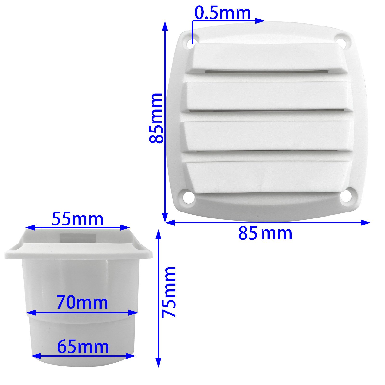 Marine Yacht RV Accessories Panel White Nylon Ventilation Window Exhaust 84*84*75mm Rv Vent Cover