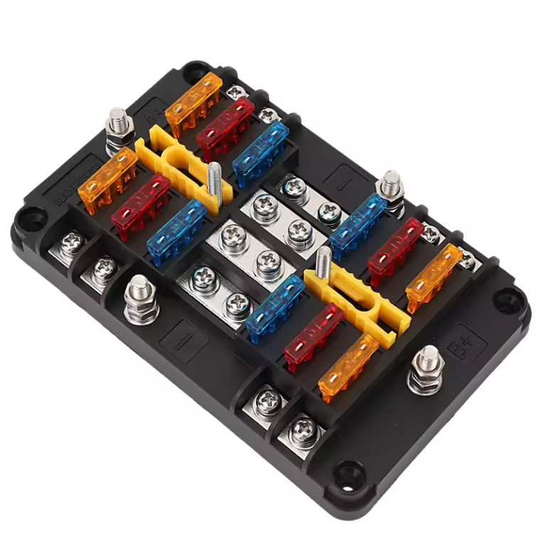8 Way Fuse Box 8 Circuit Blade Fuse Block, Fuse Holder With Ground and Protection Cove