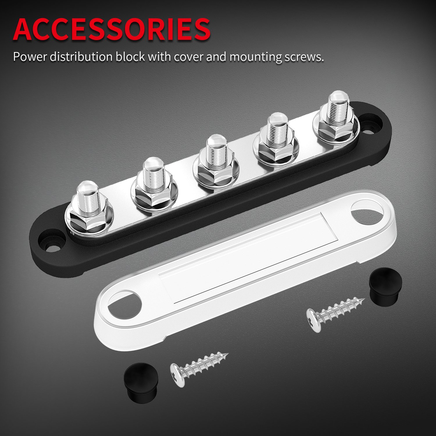 12-48VDC 5 X M8 Busbar 150A Terminals Bus Bar Copper Power Distribution Terminal Blocks with Cover for Car Boat
