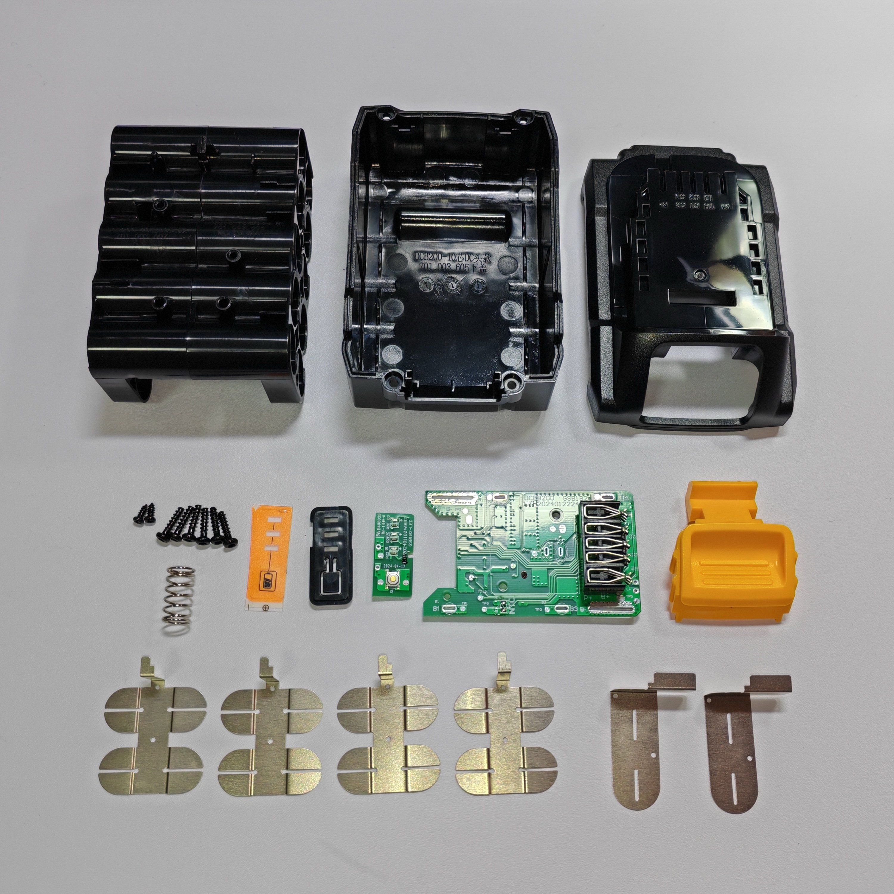 Factory Price Dewal DCB206 DCB205 20V 18V Plastic case 3.0AH 4.0ah 5.0ah 6.0Ah Plastic Housing 10 Cell Plastic Cover Kit Bms PCB
