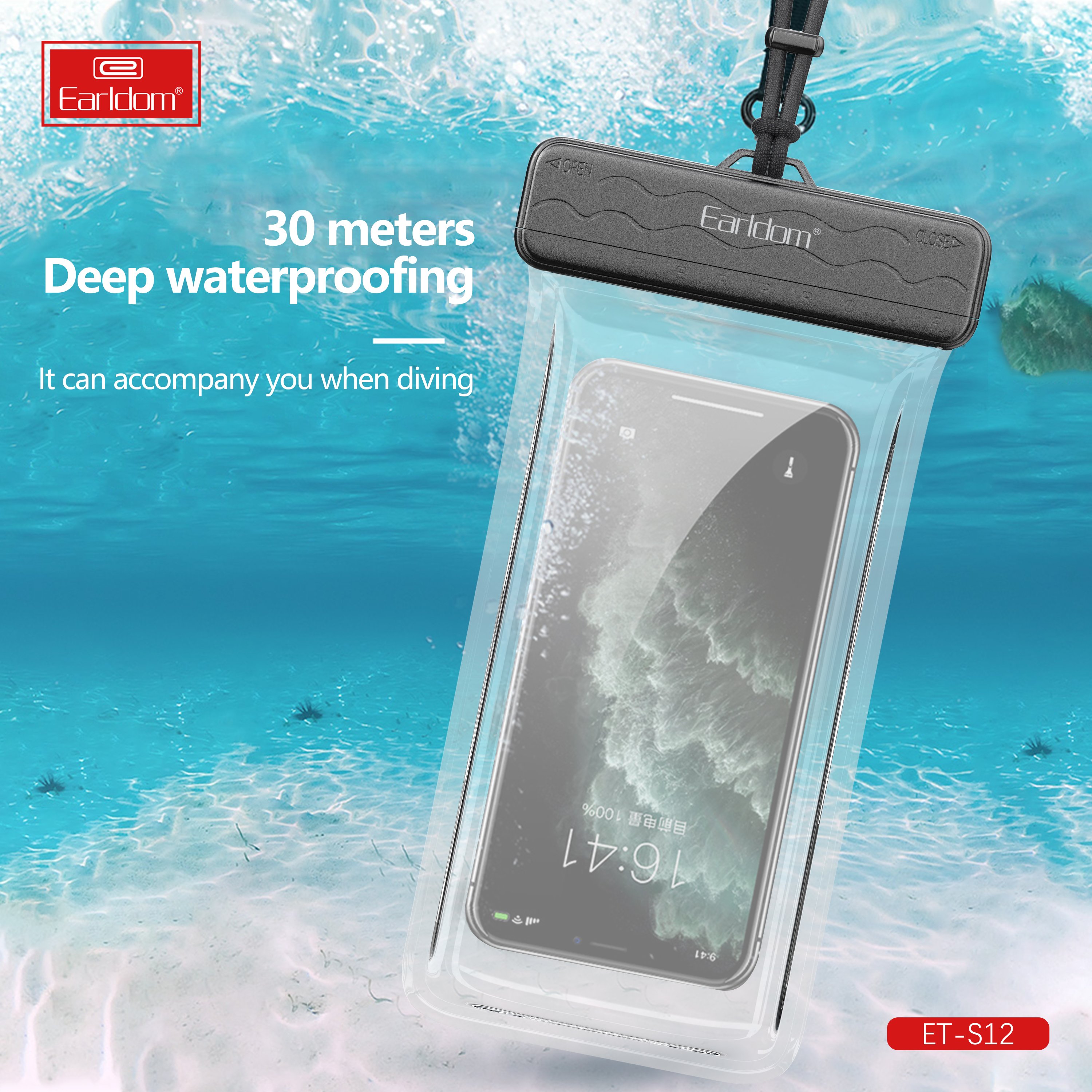 EARLDOM PVC Swimming Boating Pouch 6.5 Inch Cellphone Waterproof Bag Universal Mobile Waterproof Phone Case
