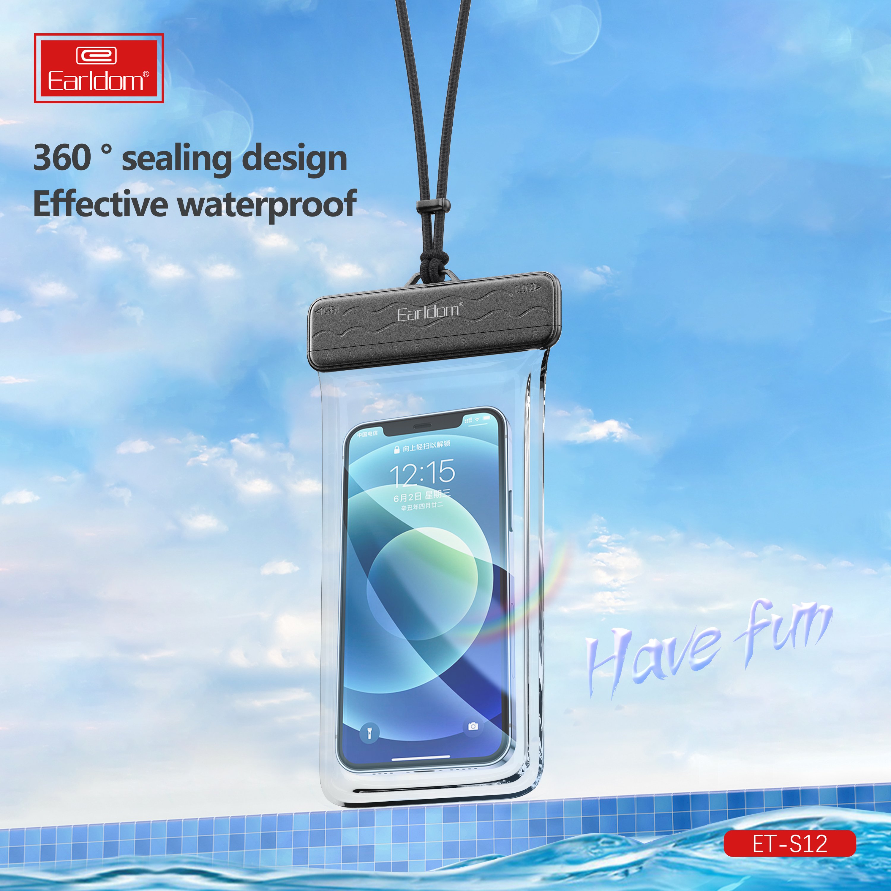 EARLDOM PVC Swimming Boating Pouch 6.5 Inch Cellphone Waterproof Bag Universal Mobile Waterproof Phone Case