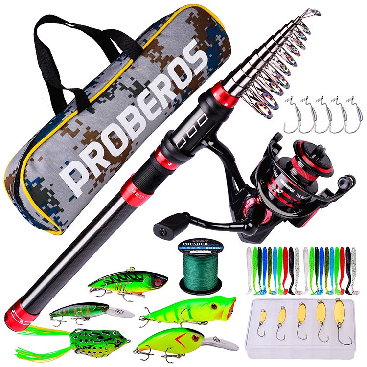 KEWOTE Fishing Rod and Spinning Reel Set With Bag Lure and Accessories Combo