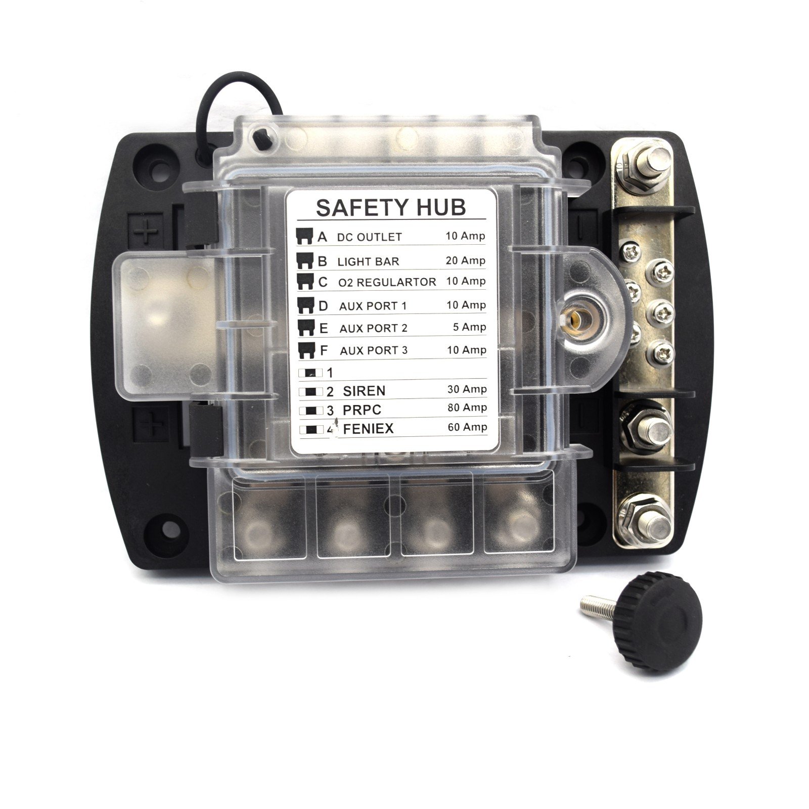DC 12V 10 Way Fuse Box with 80A Max ATO / ATC Fuse SafetyHub 150 Ignition Protected Fuse Block for Car Boat Marine