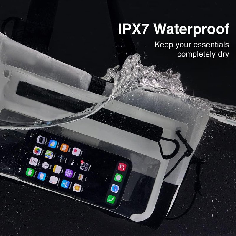 Unisex Waterproof Sling Dry Bag Phone Pouch with Adjustable Straps Logo Pattern Cover Closure for Outdoor Activities Daily Life