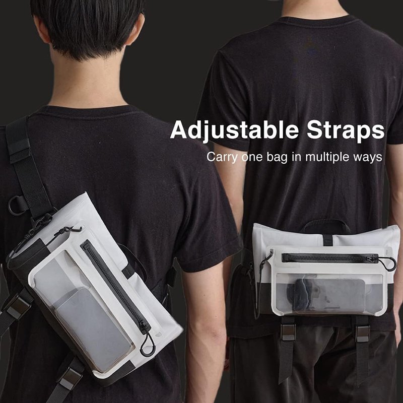 Unisex Waterproof Sling Dry Bag Phone Pouch with Adjustable Straps Logo Pattern Cover Closure for Outdoor Activities Daily Life