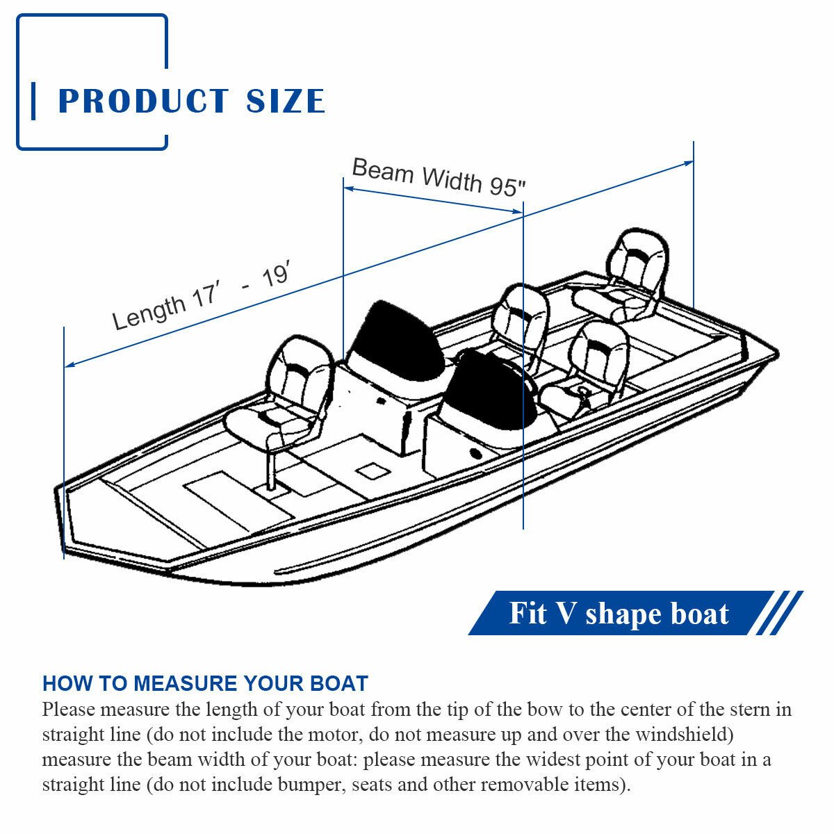 Lightweight Custom Made 17-19ft X 95" Beam Width Waterproof Boat Cover Yacht Cover