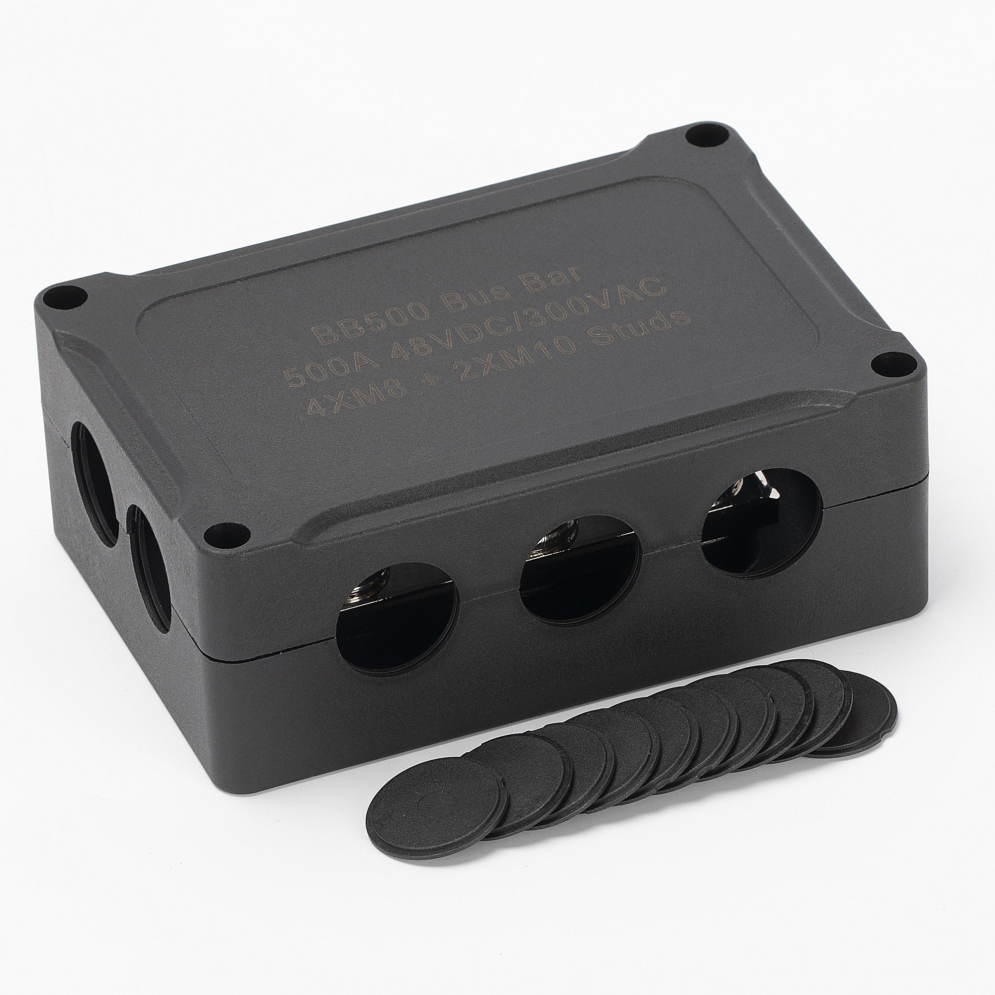 New Design 6 Studs 48V 500 AMP High Current Bus Bar Power Distribution Terminal Block Red Color With Plastic Cover for Car Boat