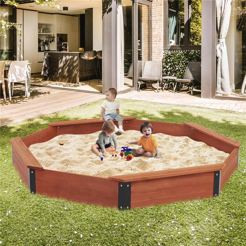 85''x78''x9'' Wooden Octagon Sandbox with Cover