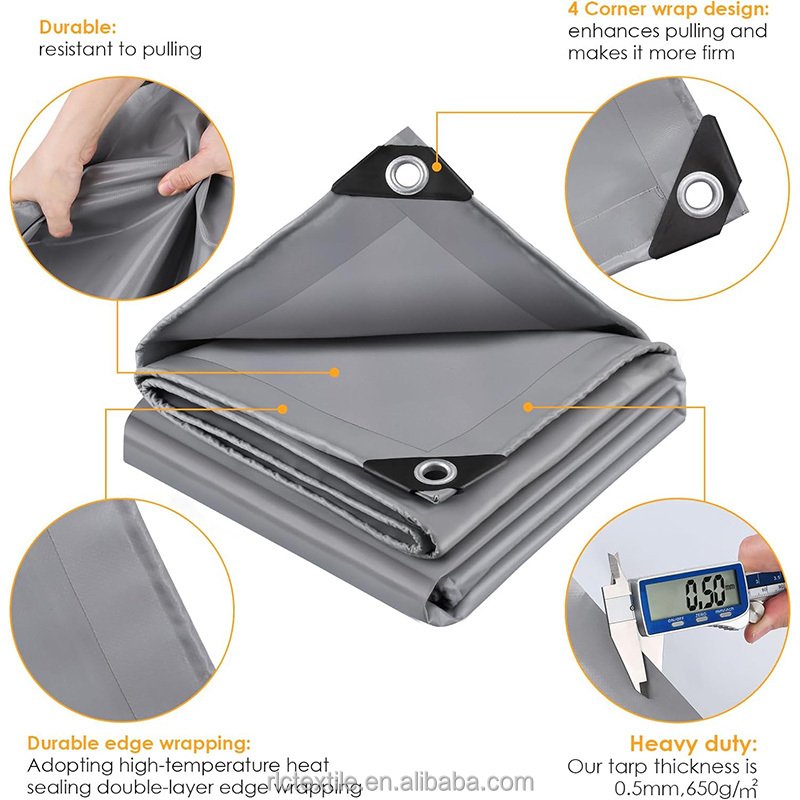 Outdoor Heavy Duty Solid Tarpaulin Resistant Outdoor Tarpaulin Tarp Waterproof Cover Ground Camping PVC Tarpaulin for Cover