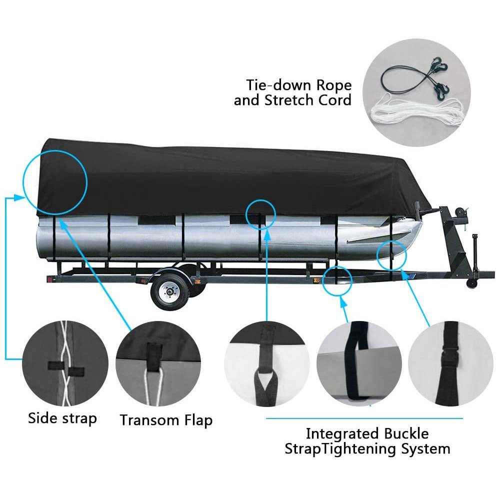 Waterproof Fishing Pontoon Boat Trailerable Pontoon Polyester Boat Cover