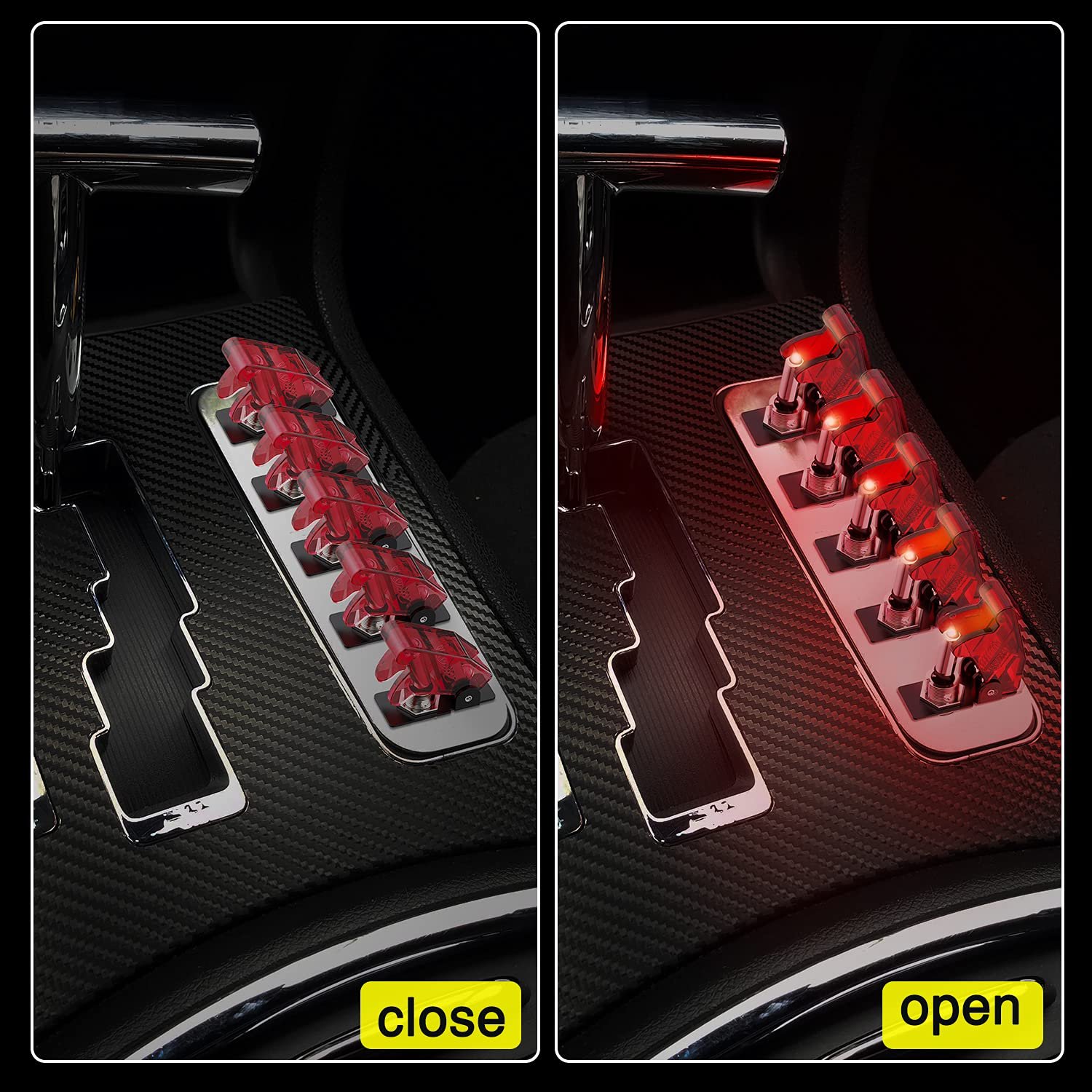 Red Cover 2 Pin Toggle Switch 12V On/off Toggle Switch for Automotive Cars Trucks Boats Racing Cars