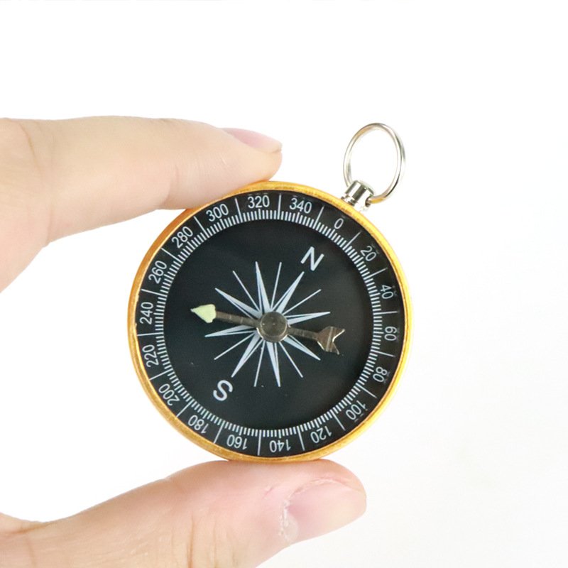 G44 Gold Aluminum Alloy Compass Key Chain Compass Metal Gift Compass