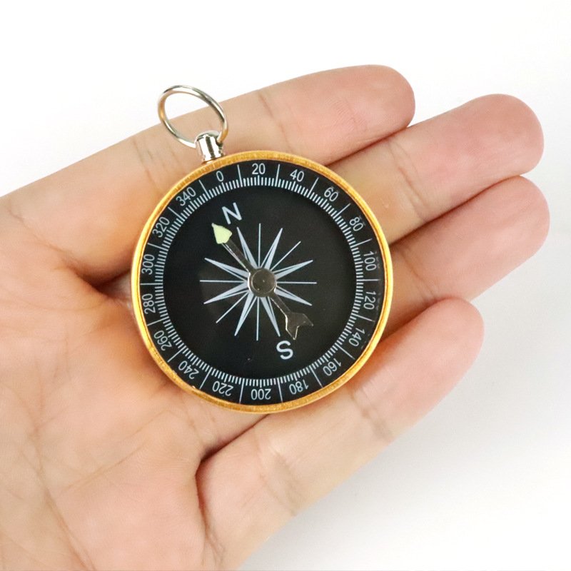G44 Gold Aluminum Alloy Compass Key Chain Compass Metal Gift Compass