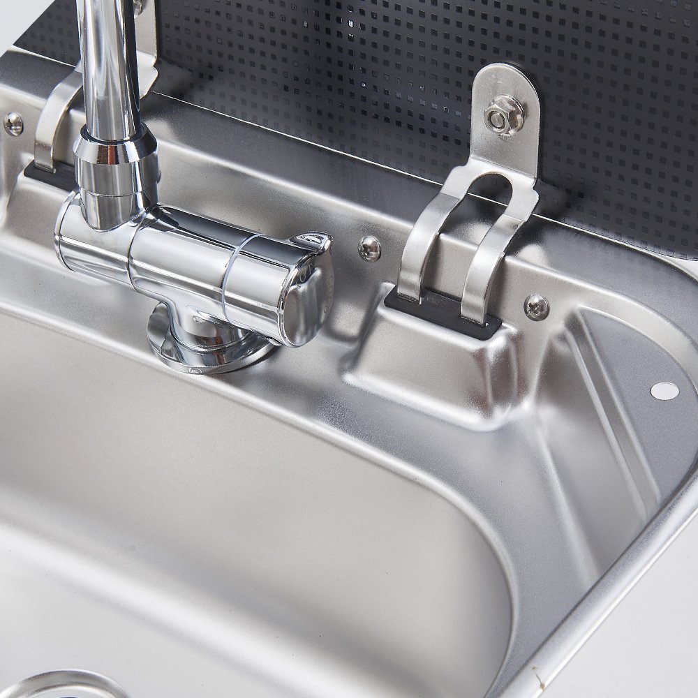 Single Bowl With Toughened Glass Stainless Steel Camper Motorhome Portable Caravan RV Kitchen Sink