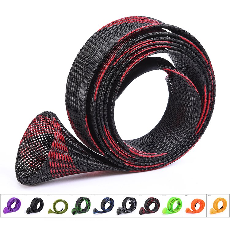Verified Supplier 35MM*1.7M PET Casting Fishing Rod Cover Braided Mesh Tube Telescopic Fishing Rod Protective Cover Rod Cover Fi