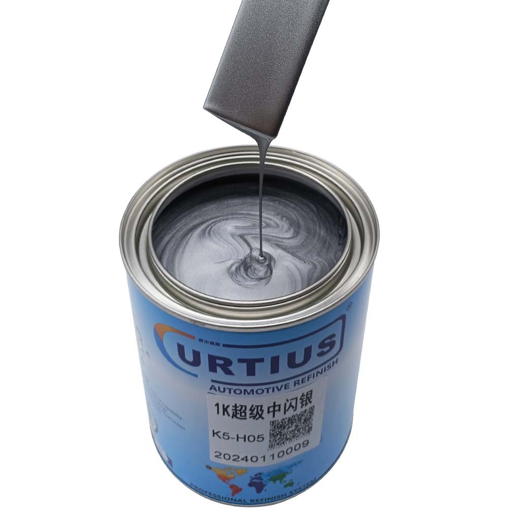 Super Bright Medium Coarse Grain High Shinny Coat Metallic Automotive Paint 1K Silver Aluminum Cheap Car Paint Auto Refinish