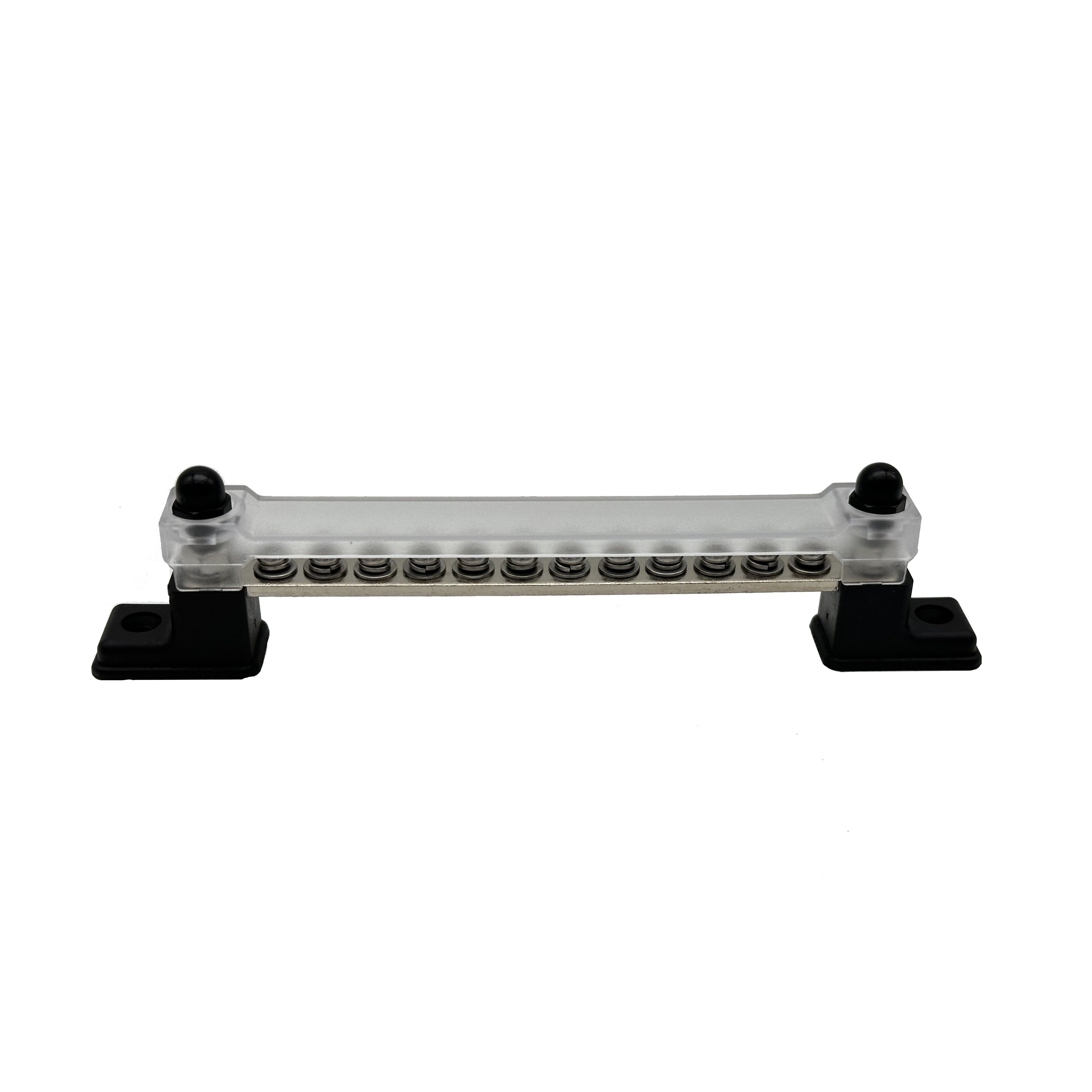 High Quality 100A Ground Power Distribution Block 12 Screw Terminal With Copper Bus Bar and Cover Surface Mount 48V