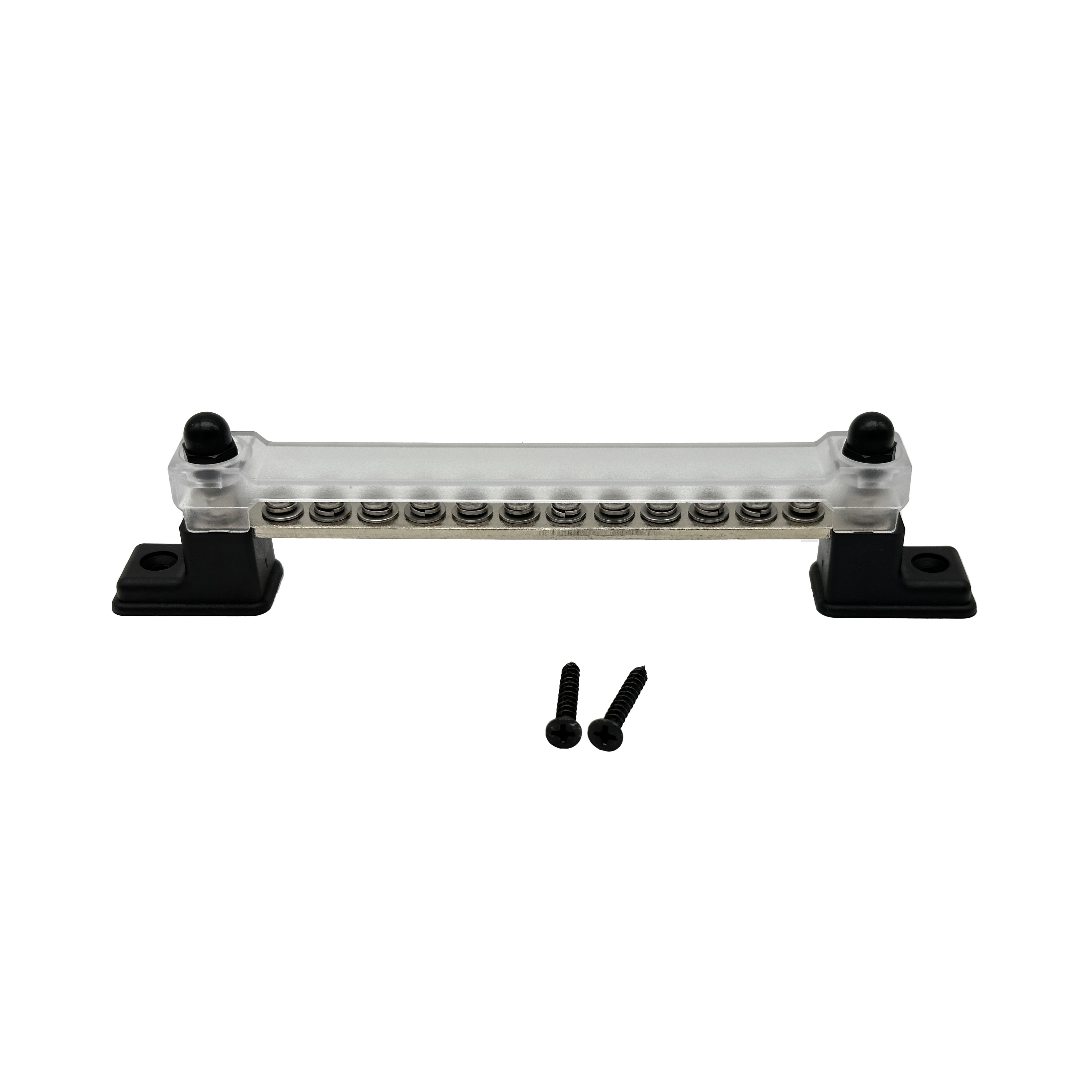 High Quality 100A Ground Power Distribution Block 12 Screw Terminal With Copper Bus Bar and Cover Surface Mount 48V