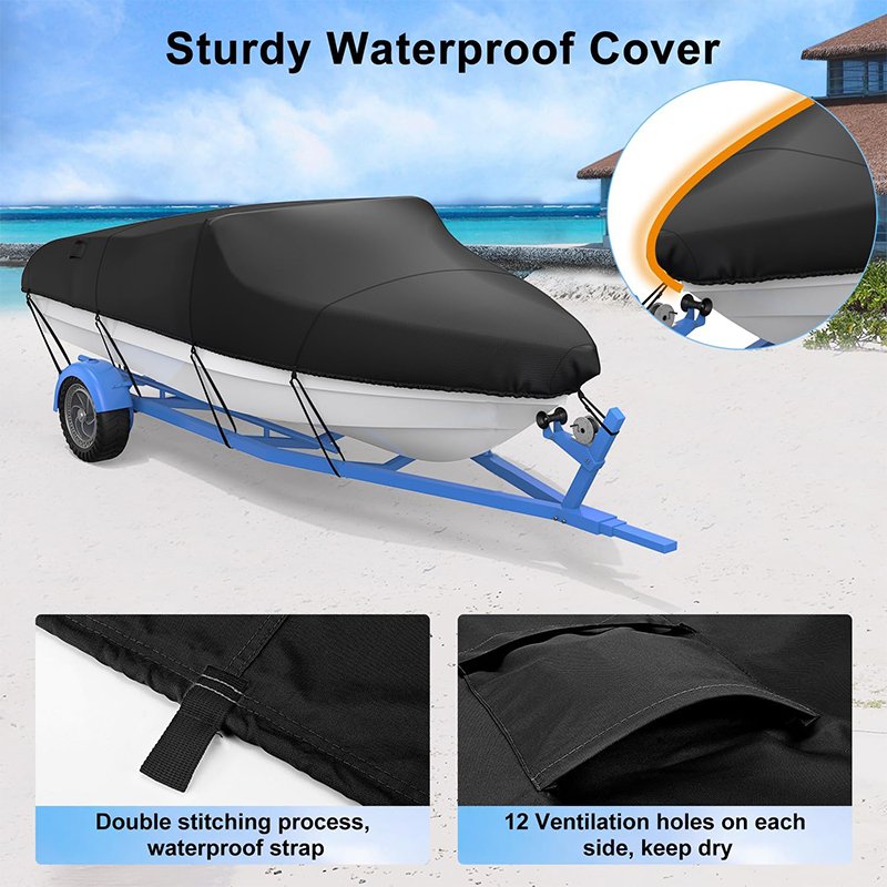 Waterproof UV-Proof V-Type Yacht Cover 600D Oxford Polyester With PVC Boat Cover
