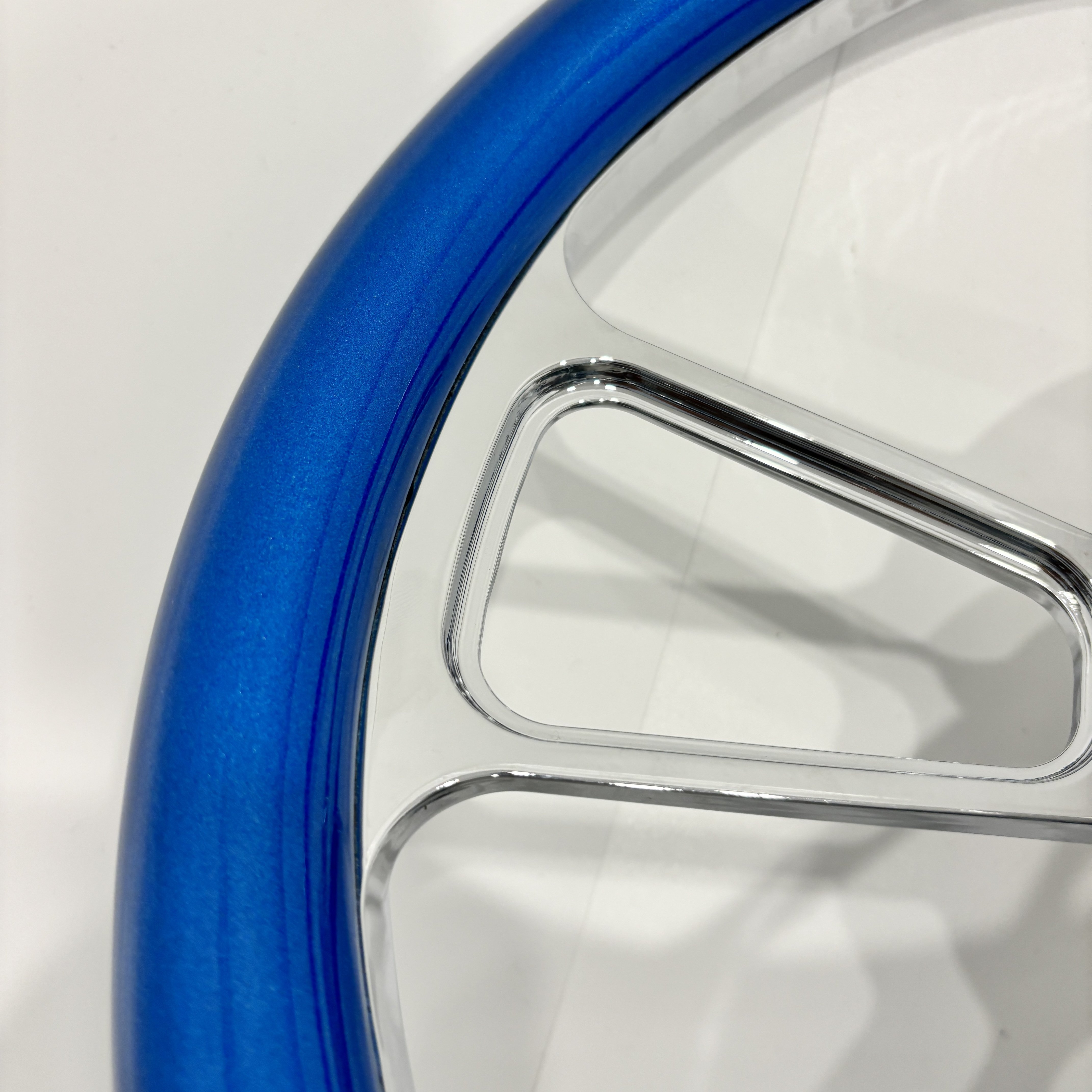 TIYPEOR General Classic New 5mm Thick Bracket Deep Wheel Design Boat Shaped Blue Solid Wood Steering Wheel