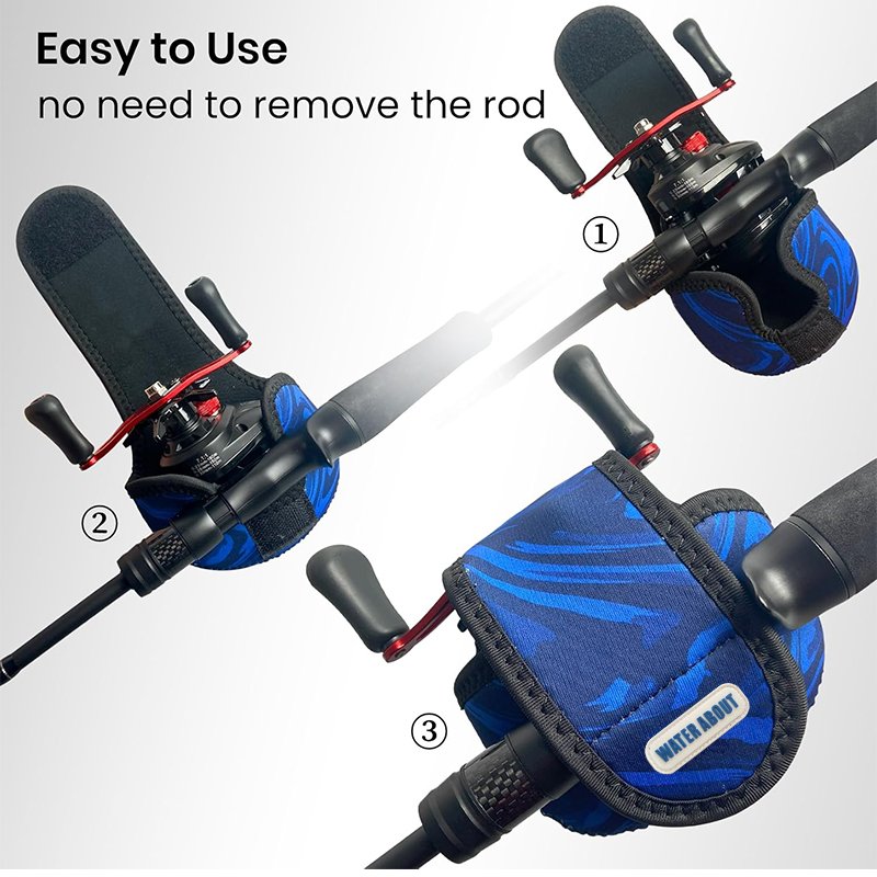 Factory Price Waterproof Fishing Neoprene Camo Printing Baitcasting Reel Cover Durable Baitcaster Reel Cover Diving Reel Sleeve