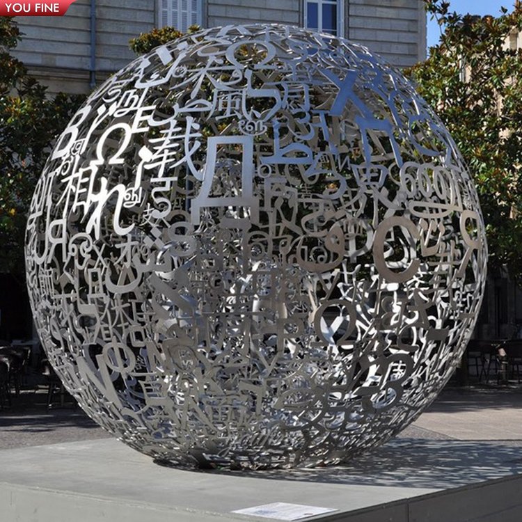 Outdoor Stainless Steel Metal Crafts Sales Garden Sculpture Circular Hollow Ball Sculpture