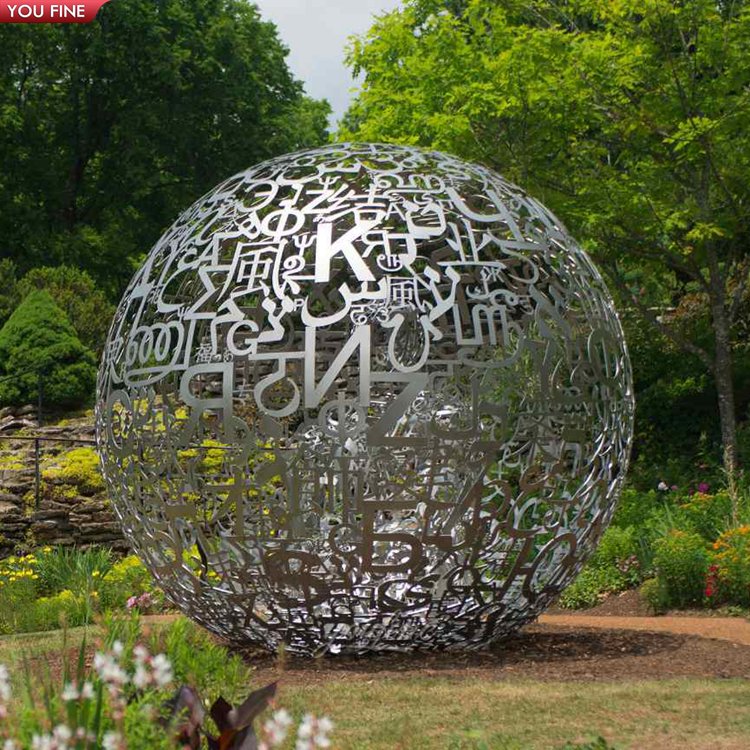 Outdoor Stainless Steel Metal Crafts Sales Garden Sculpture Circular Hollow Ball Sculpture