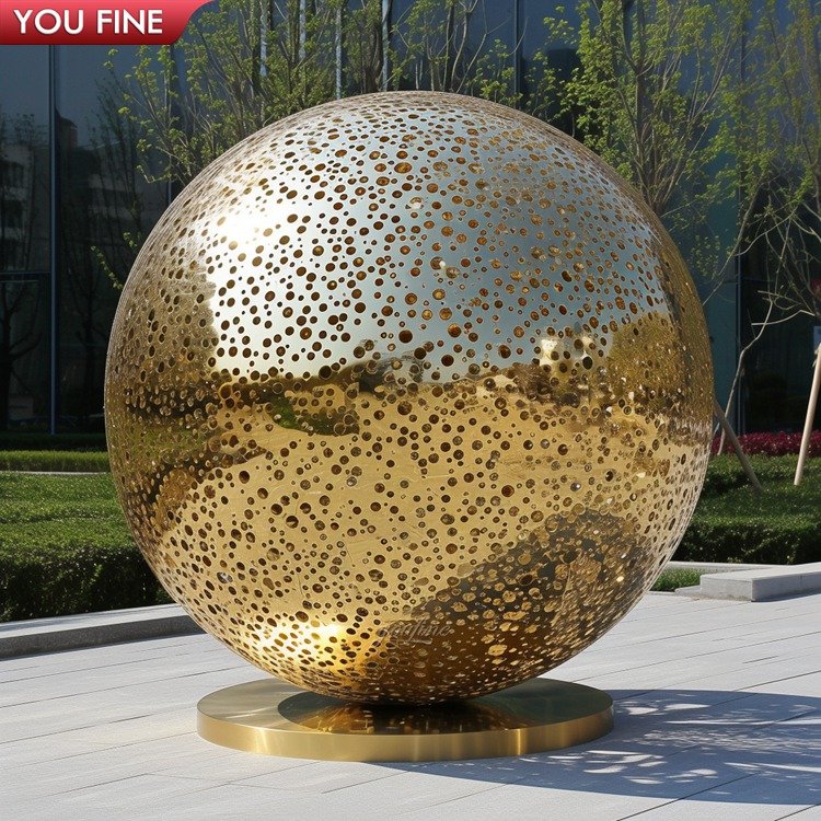 Outdoor Stainless Steel Metal Crafts Sales Garden Sculpture Circular Hollow Ball Sculpture