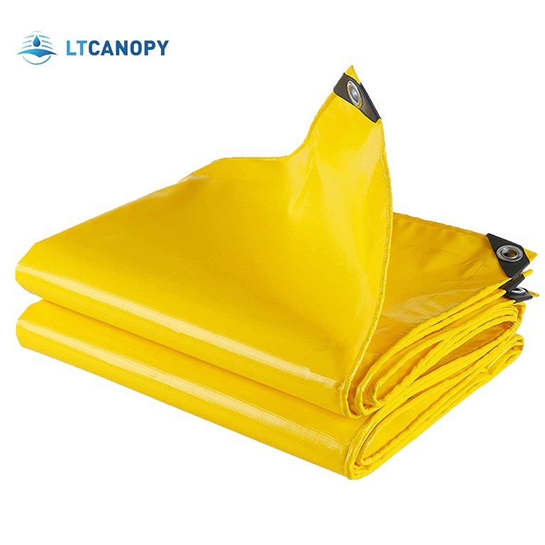 Litong Heavy Duty Waterproof Yellow Coated Tarp PVC Laminated Tarpaulin for Truck Side Curtain 1000D 610gsm
