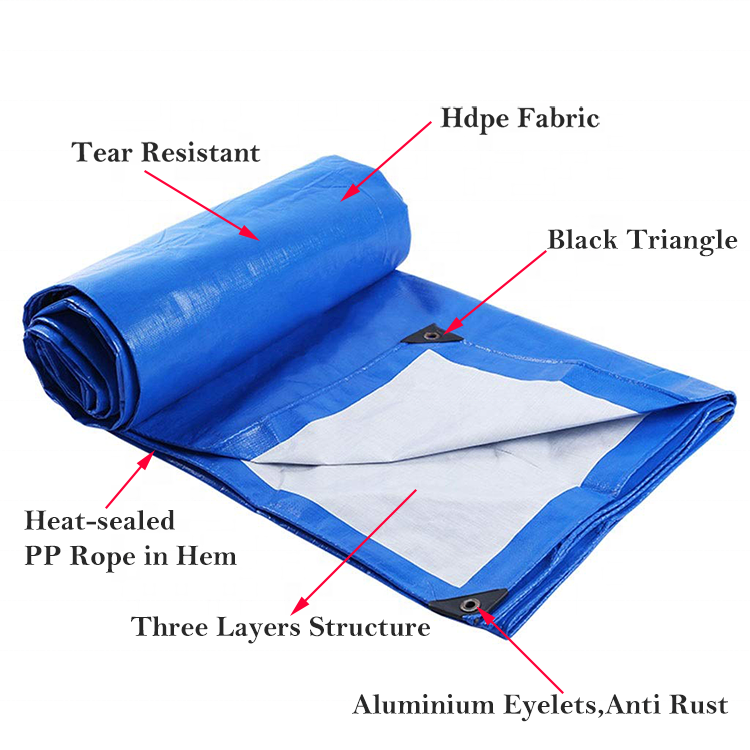 MILLION Blue PE Tarpaulin Korea Silver Color Waterproof PE Truck Tarpaulin Fabric PE Tarpaulin Sheet Manufacturer