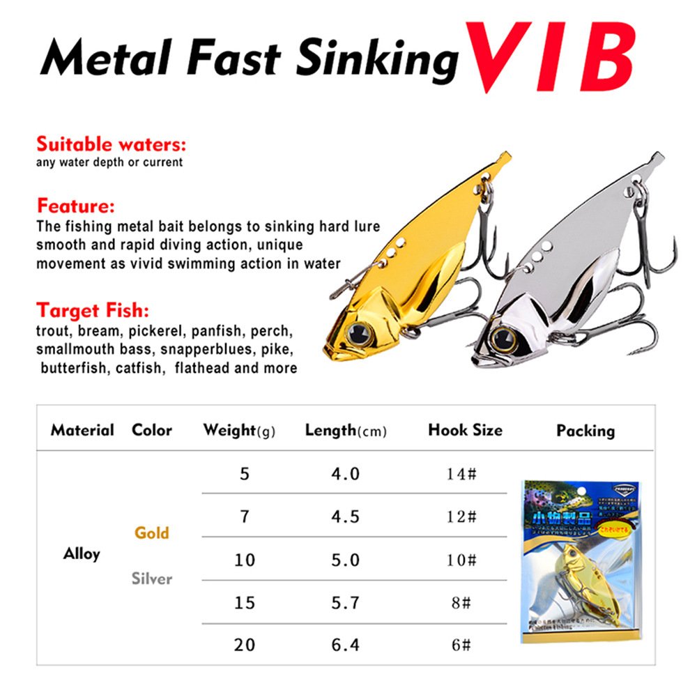 Wholesale 5g 7g 10g 15g 20g Hard Metal Sequins Fishing Lure Spoon Spinner Lures Fast Sinking VIB Wobbler BAIT