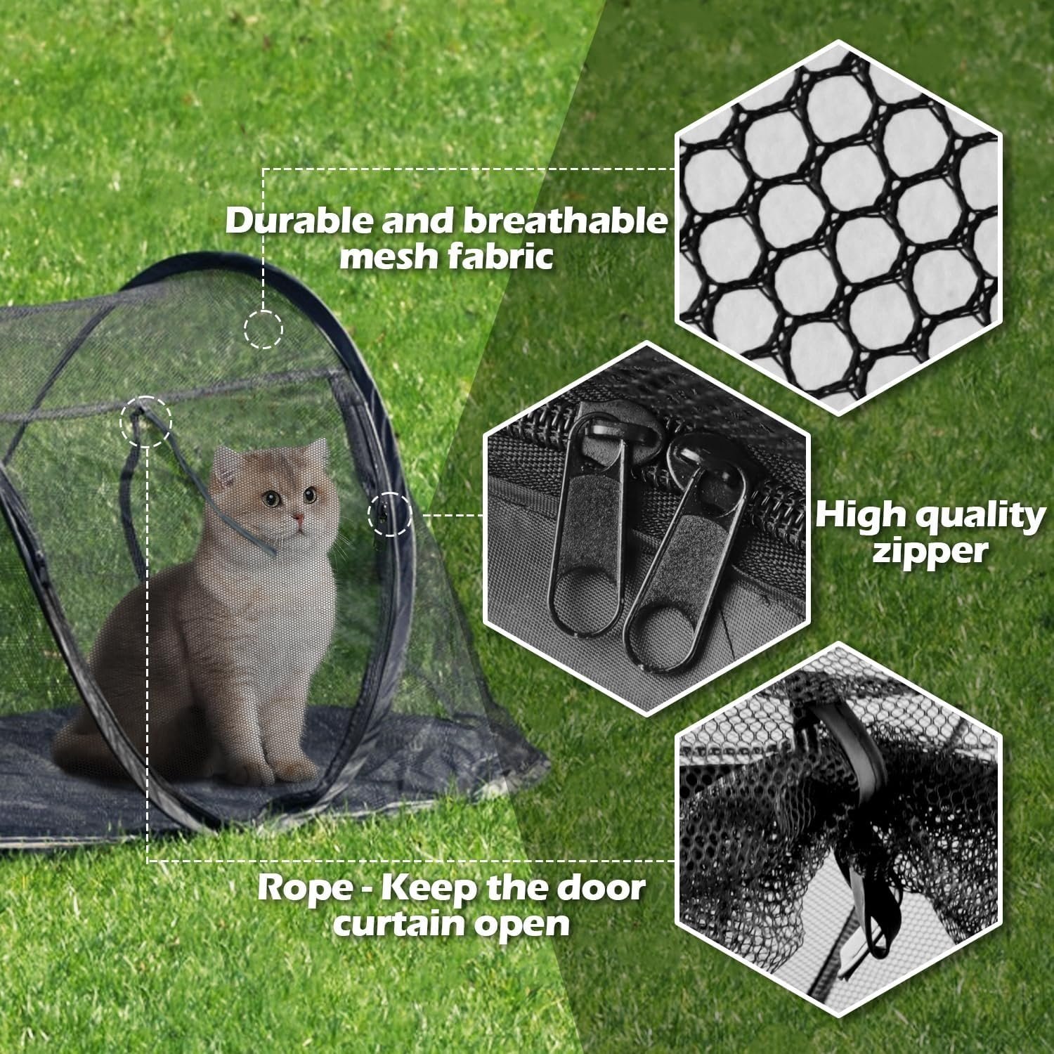 Outside Pet Enclosure Tent Small Dogs Indoor Playpen Portable Pop up Cat Tent for Deck, Yard, Patio, Park