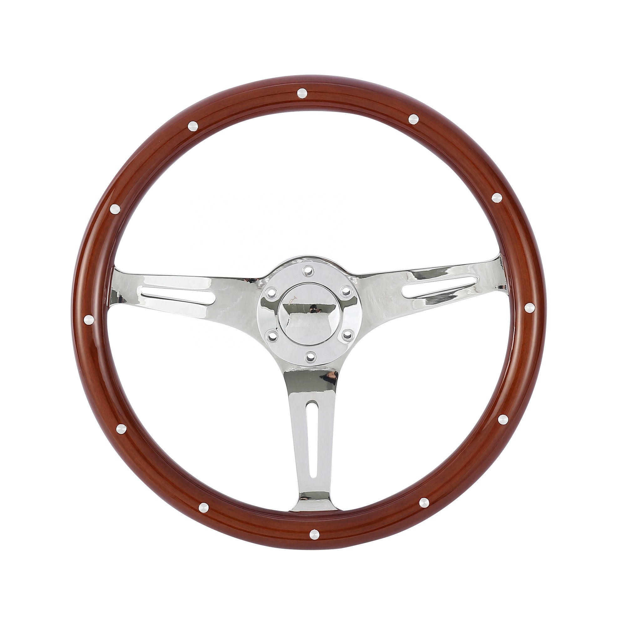 Classic Grant Nostalgia Style Wooden Modified Slotted 3 Spoke Steering Wheels 380mm Drift Steering Wheels for Boat