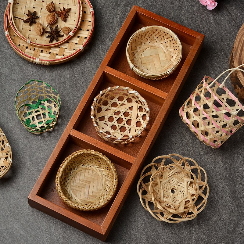 Japanese Cuisine Sashimi Dishes Decoration Bamboo Basket Bamboo Basket Creative Plate Ornaments Small Ornaments