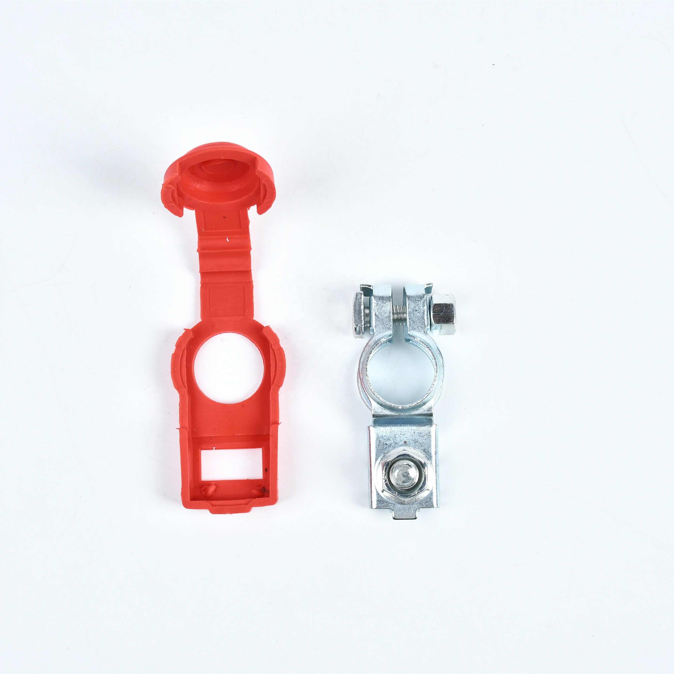 Car Battery Terminals 1pairs Connectors Copper Plate Covered Positive & Negative Battery Clamp with Terminal Washers for Boat