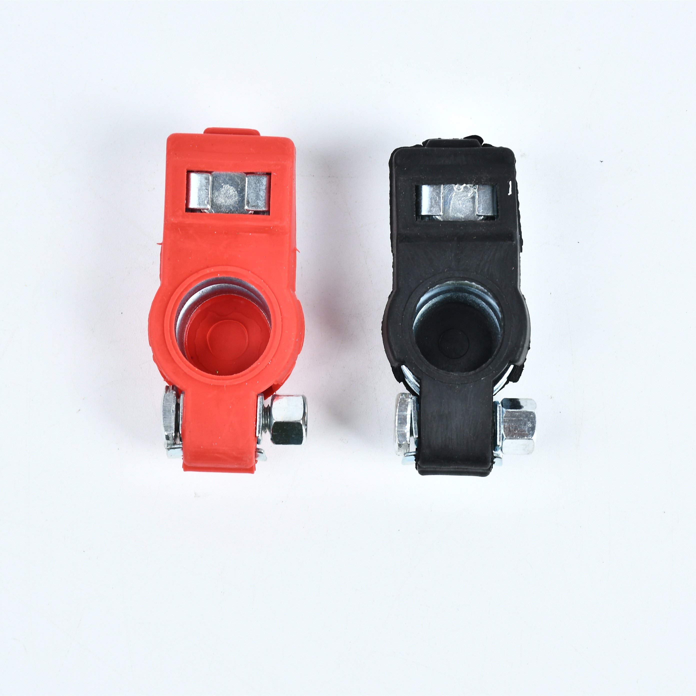 Car Battery Terminals 1pairs Connectors Copper Plate Covered Positive & Negative Battery Clamp with Terminal Washers for Boat