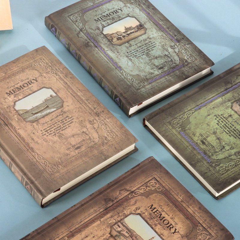 European Style A5 Notebook Retro Oil Painting Thickened Hard Surface High-Value Student Journal Leather Cover Wholesale