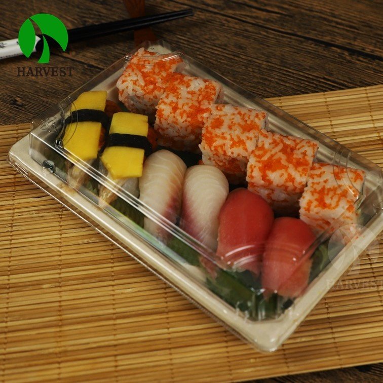 Biodegradable Disposable Wood Sugarcane Paper Pulp Sushi Food Tray