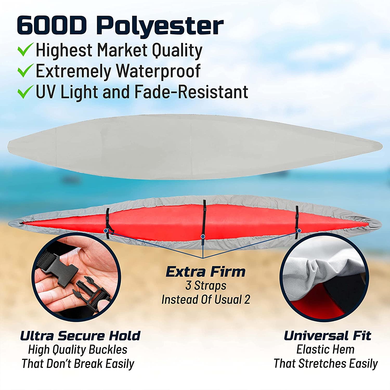 600D Kayak Cover / Canoe Accessories, Thickened Waterproof and UV Resistant SUP Paddle Board Cover for Indoor / Outdoor Storage,